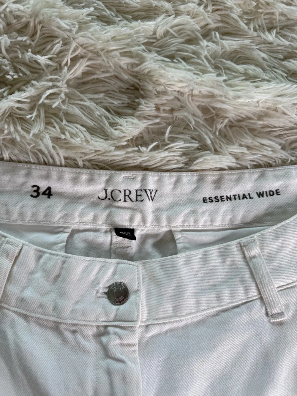 NWT J Crew Wide Leg Essential White Jeans Size 34